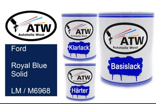 Ford, Royal Blue Solid, LM / M6968: 1L Lackdose + 1L Klarlack + 500ml Härter - Set, von ATW Autoteile West.